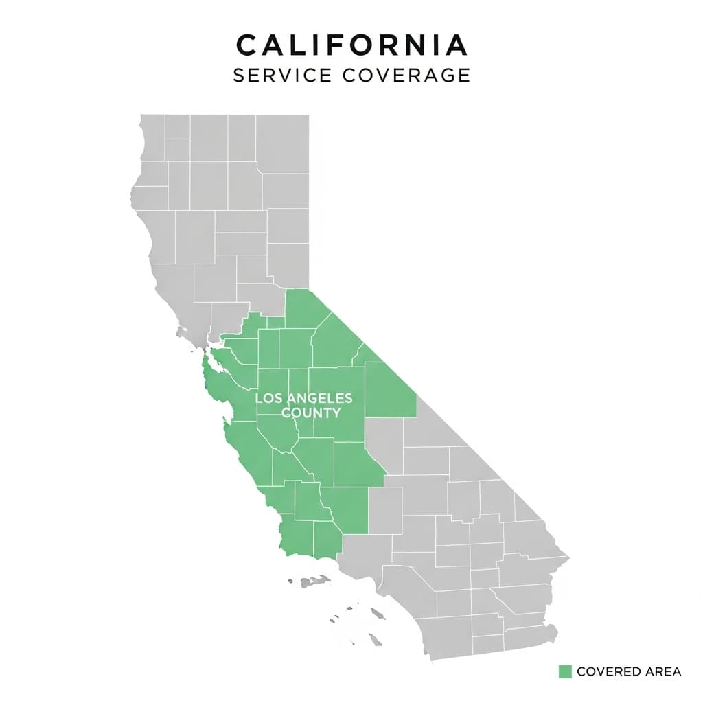 Los Angeles County map highlighting comprehensive coverage areas and service regions
